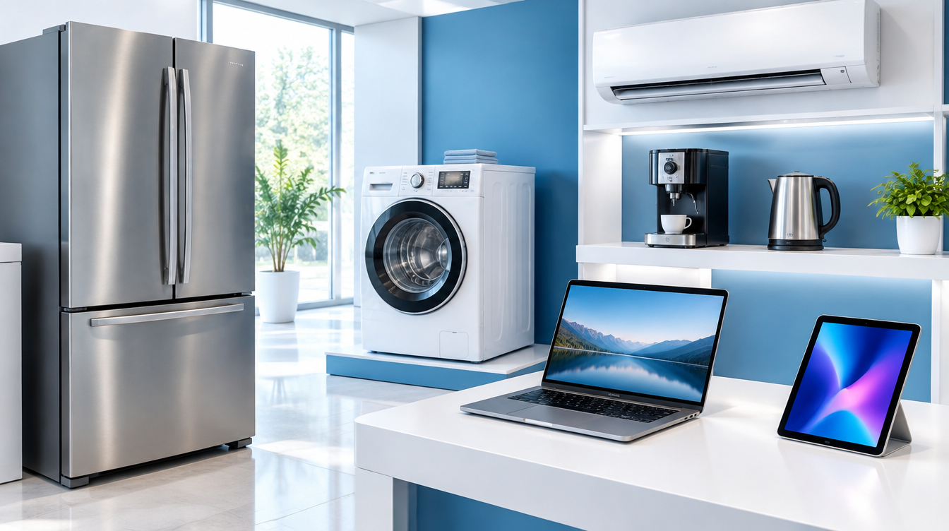Home appliances and electronics store: refrigerator, washing machine, air conditioner, laptop and tablet — ELIS